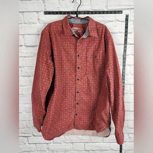 Gap 1969 XL Tall Red Geometric Heavyweight Button Down Shirt Cotton